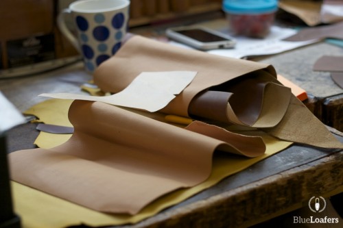 Leather prepared to be cut