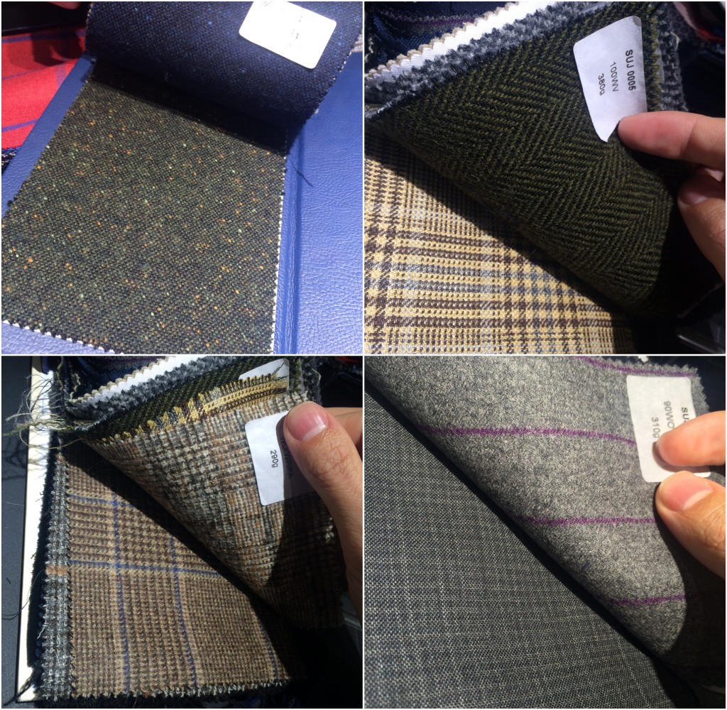 Lightweight donegal tweed, checked and striped fabrics
