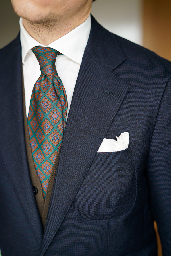 Señores de calidad fabricado a mano corbata marrón Handmade tie pd-8435 azul